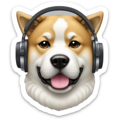 an Akita breed dog with big DJ headphones sticker