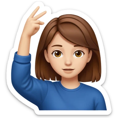 A brown hair girl dabbing sticker