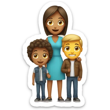 Family mom dad one son sticker