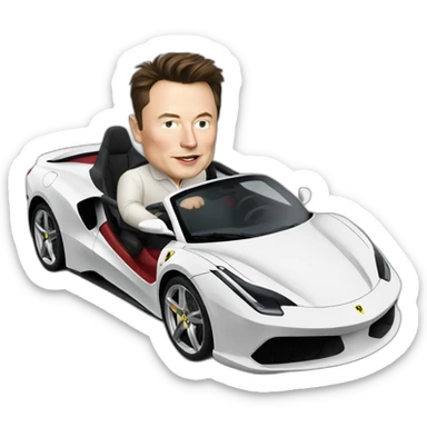 Elon Musk driving a Ferrari sticker