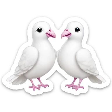 Two White doves with light pink bows around their necks sticker