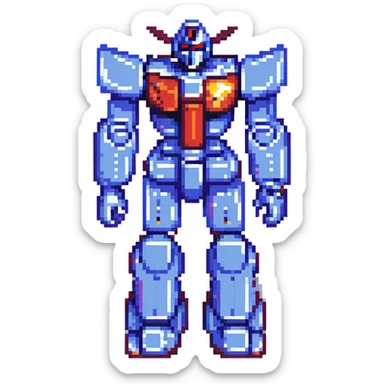 Voltes V robot, pixel art style, classic 8-bit video game look, standing pose sticker