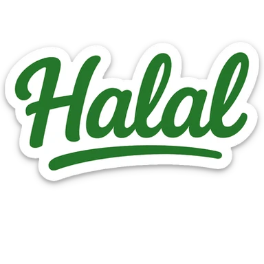 the word 'Halal' in a friendly, modern style, suitable for a food label sticker