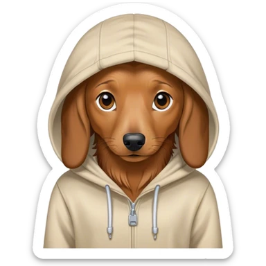 Long haired dachshund wearing a hoodie sticker