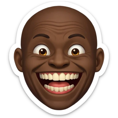 A black habshi man with ugly teeth laughing sticker
