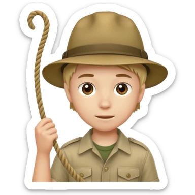 Boy holding rope,Jungle Explorers. sticker