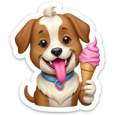 Super mutt eating icecream sticker