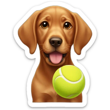 Puppy Red labrador holding a tennis ball on his mouth sticker