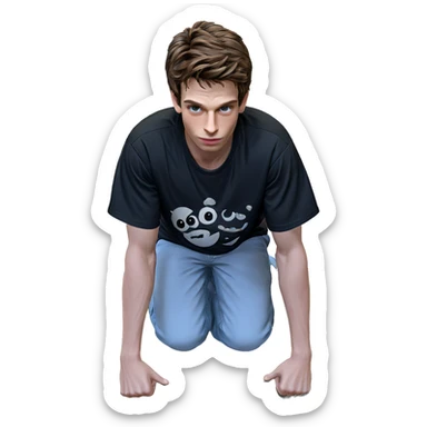 boy with black shirt indoors sticker