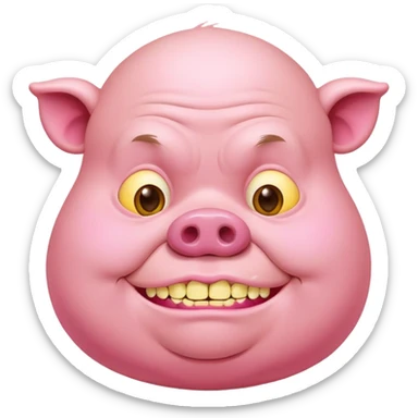 fat man with pink skin pork and yellow teeth john pork sticker