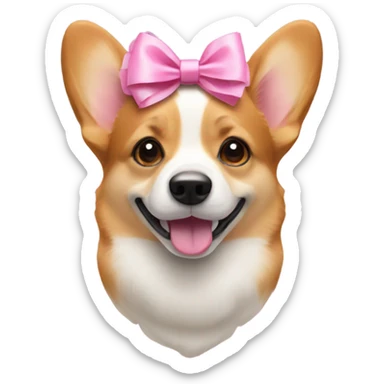 corgi with a pink bow on its head sticker