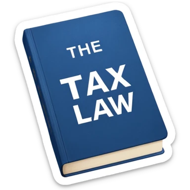a blue book that says "the tax law" sticker
