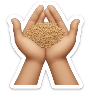 Two hands in palms hold out a handful of buckwheat kernels sticker
