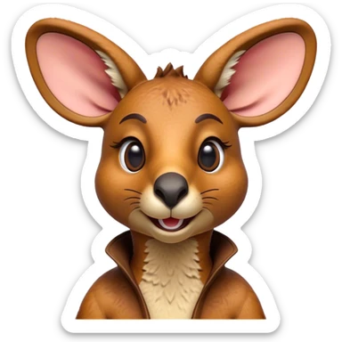 Cinematic Realistic Comical Kangaroo Portrait Emoji, Head tilted dramatically with an exaggeratedly amused expression, featuring a striking, richly textured tawny coat with bold natural markings and wide, expressive eyes full of playful disbelief, rendered with lifelike precision and dynamic natural light, high shine, dramatic yet playful, styled with an air of cheeky outback mischief, soft glowing outline, capturing the essence of a spirited and over‐the‐top kangaroo that looks ready to bound its way into viral fame! sticker