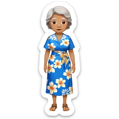 old woman blue  Hawaiian dress full body sticker