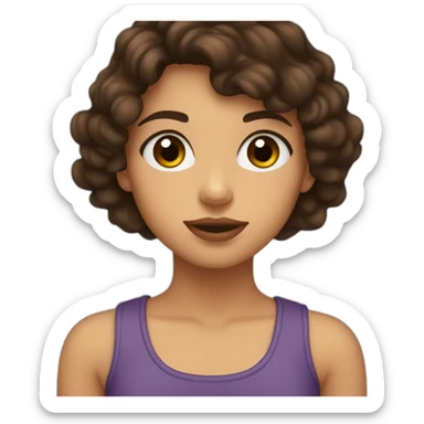 small lips big brown eyes dark brown hair tanned girl sticker