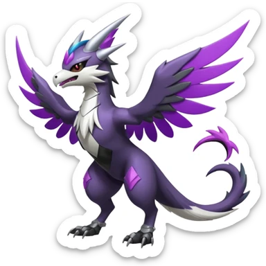 Shiny Noivern-Mightyena-Silvally-Fakémon-hybrid-creature (full body)  sticker