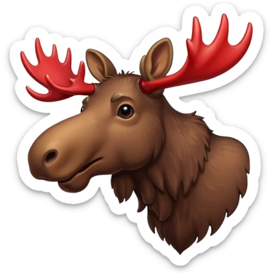 A moose with blood-covered antlers  sticker