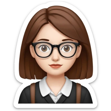 A girl with white skin , brown hair, black eyes who is a English teacher sticker
