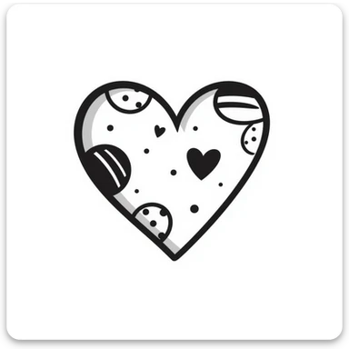 hand drawn heart with playful accents, doodle style sticker