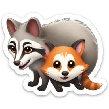 opossum and raccoon and fox sticker