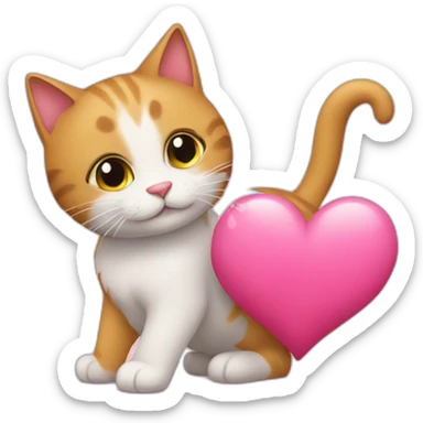 Cat and heart love sticker