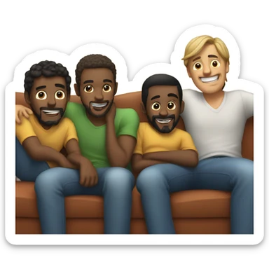 Group of guys chilling on couch sticker