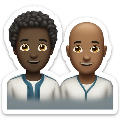Two black men One bald One with curly hair.  sticker