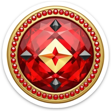 Make a round badge for a paid subscription out of gold with red diamonds and the number level 4. sticker