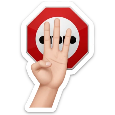 a hand saing no to something, witth a stop singh sticker