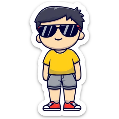 tropical bermuda shorts and fashionable sunglasses for summer sticker