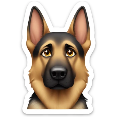 German Shepherd with a pouty face and watery eyes  sticker