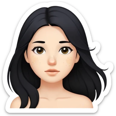 girl with pimples, flowing black hair and minimal makeup sticker