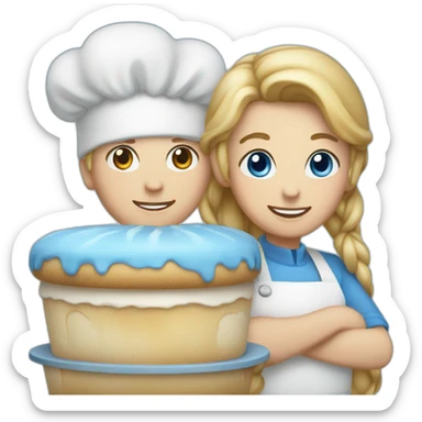 white and blue bakery sticker