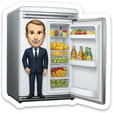 Macron with a fridge sticker