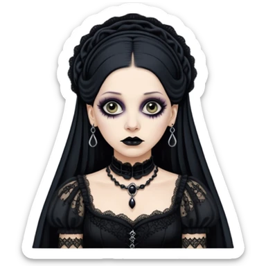 Lene Lovich like a gothic bride in dirty lace sticker