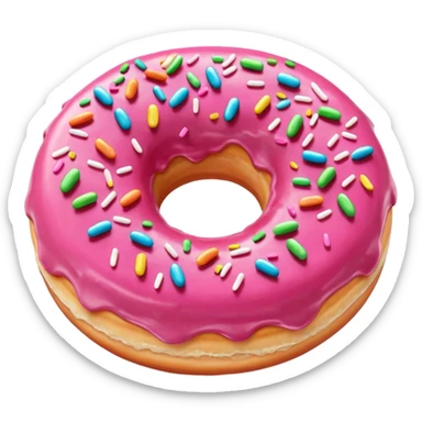 Apple device donut emoji but pink instead of chocolate  sticker