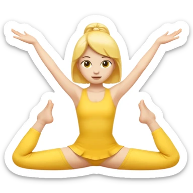 Yellow emoji girl doing the front splits sticker