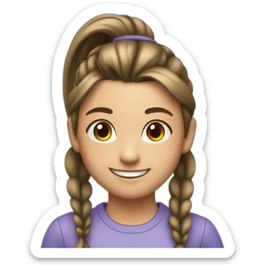 A smiling girl with a ponytail sticker