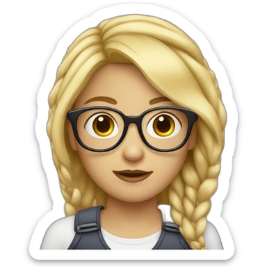 a blonde girl with tied hair and two pairs of glasses sticker