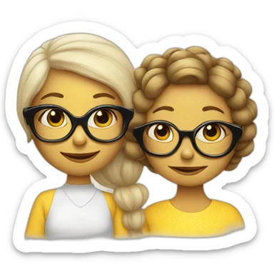 Bees white Mother in glases and daughter 2 years sticker