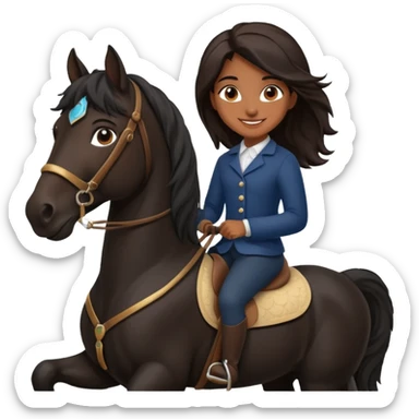 Brown girl on black shire horse  sticker