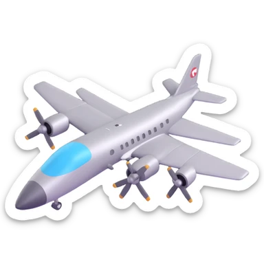 3D cartoon style caricature bomber airplane, platinum gray color, rounded shapes, animated style sticker