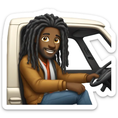 Black man long dreads driving pickup truck  sticker