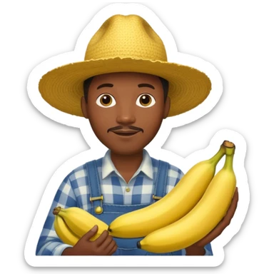 A black farmer with banana sticker