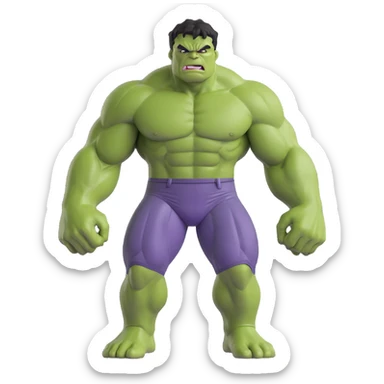 Hulk, muscular green superhero, 3D cartoon style sticker