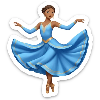 lyrical dancer in a flowing blue costume, graceful pose sticker