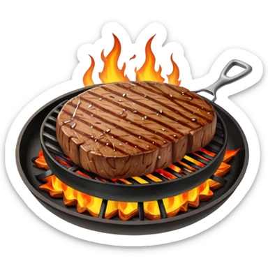 Steak – sizzling meat on the grill
 sticker