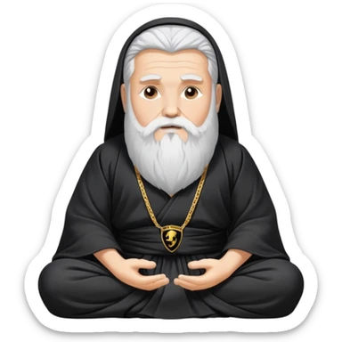 Wise spiritual guru with long beard wearing Lamborghini logo, meditation pose sticker