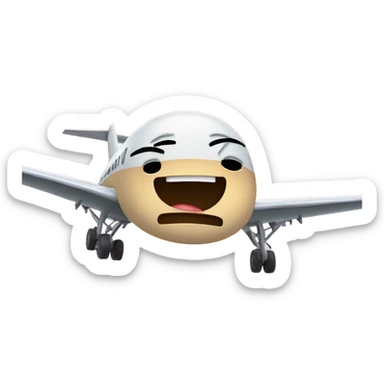a crying face and plane flying away sticker